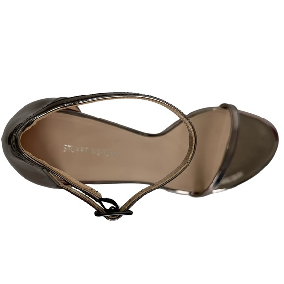 Stuart Weitzman Nudistsong Ankle Strap Sandal Pewter Glass Heels 8 1/2 M Medium - Picture 9 of 17